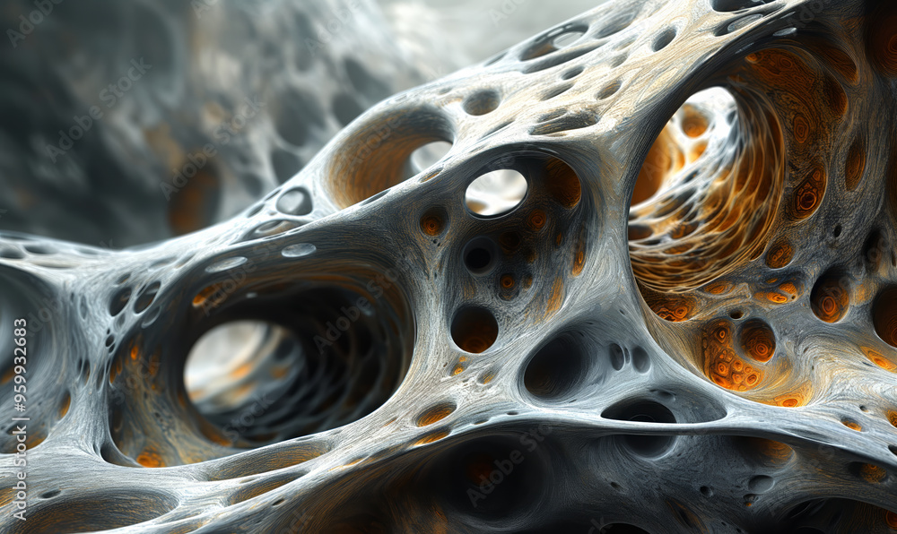 Poster abstract close-up of complex, textured formations resembling organic structures.