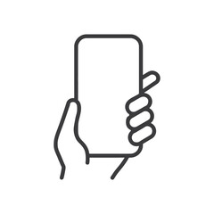 Hand holding phone line icon