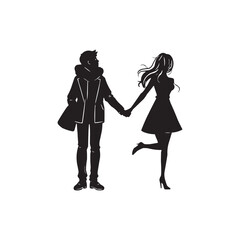 Silhouette of Couple. Couple love vector logo. husband and wife illustration. happy valentine day artwork