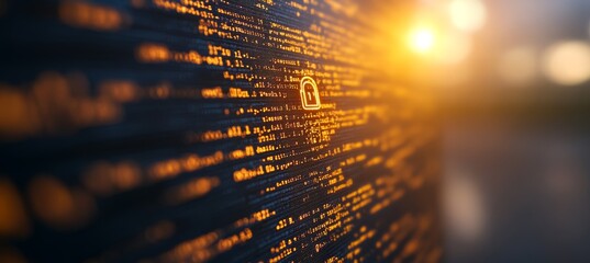 Digital Security Programming Code and online Privacy. Cybersecurity and Data Protection Concept.