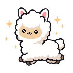 Adorable Kawaii Alpaca Cute and Playful Flat Vector Illustration © Dutti Diana