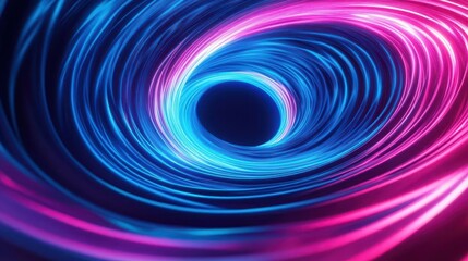 Neon waves of light in a swirling vortex, electric blue and pink tones, high-energy motion, Abstract background, Vibrancy, energy