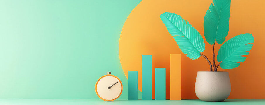 Power BI dashboard, displaying sales growth and KPIs, 3D illustr