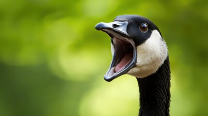 Obraz premium Close Up Portrait of Canada Goose with Open Beak