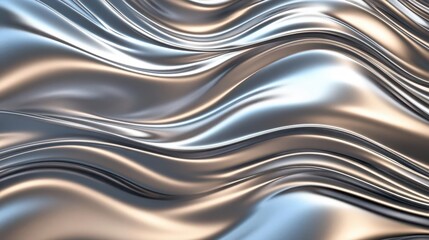 Smooth wave patterns with a metallic finish, sleek design, calming waves, modern serenity