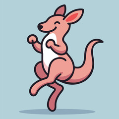 Adorable kangaroo kawaii cartoon vector illustration in flat style