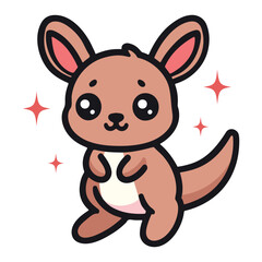 Adorable kangaroo kawaii cartoon vector illustration in flat style