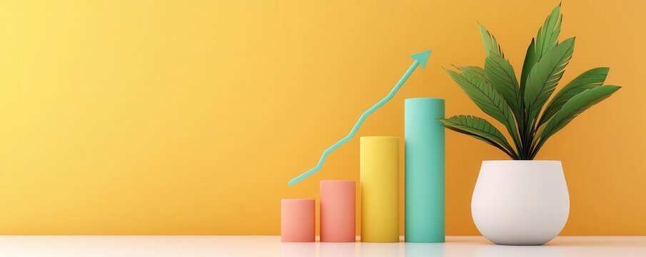 Power BI dashboard, displaying sales growth and KPIs, 3D illustration