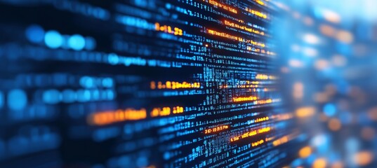 Abstract Technology Background. Big Data And Cybersecurity Concept With Digital Code Stream