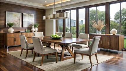Fototapeta premium • Renowned IL-based craftsman creates stunning modern dining furniture, blending innovative design with exceptional