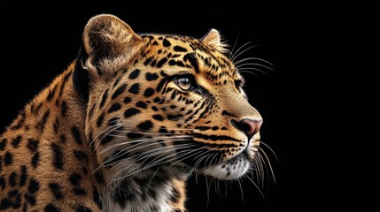 Close Up Portrait of a Leopard with Black Background