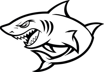Fierce Shark Illustration with Bold Colors and Dynamic Design
