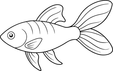 Black And White Fish Line Drawing Illustration for Coloring Pages or Educational Materials