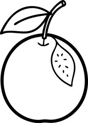 Minimalistic Line Art of a Fresh Apple with Leaf on White Background