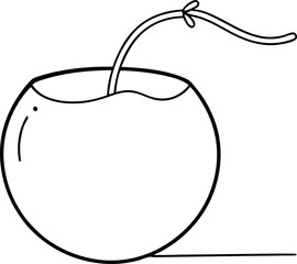 Simple Line Art Illustration of a Cherry with Stem on a White Background for Minimalist Design Inspiration