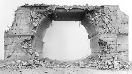 Hand drawing destroyed bridge 