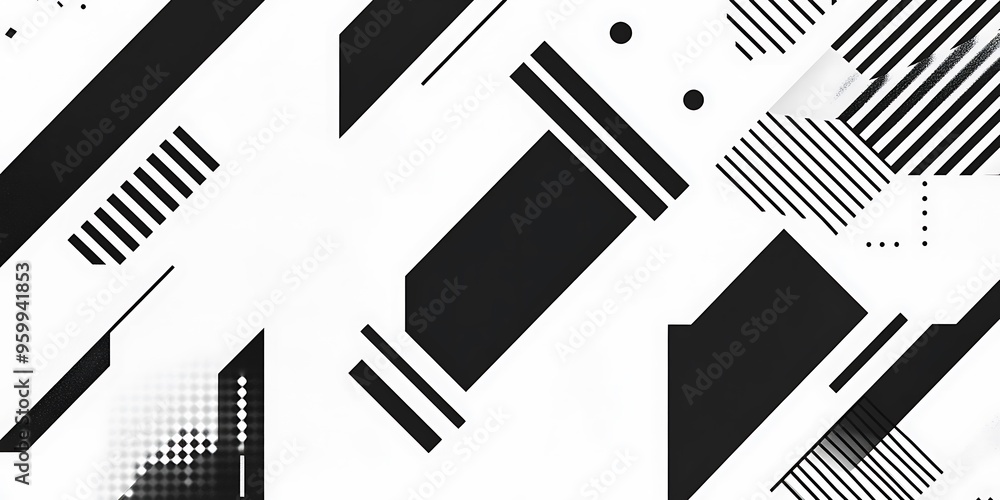 Poster minimalist geometric patterns featuring clean, sharp lines and abstract shapes in monochrome and pas