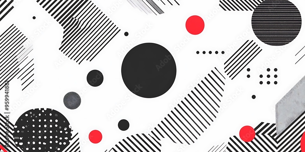 Poster minimalist geometric patterns featuring clean, sharp lines and abstract shapes in monochrome and pas