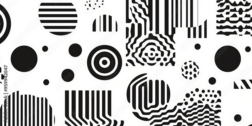 Poster minimalist geometric patterns featuring clean, sharp lines and abstract shapes in monochrome and pas