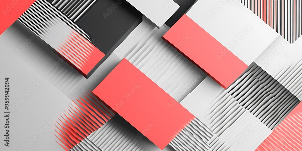 Poster minimalist geometric patterns featuring clean, sharp lines and abstract shapes in monochrome and pas