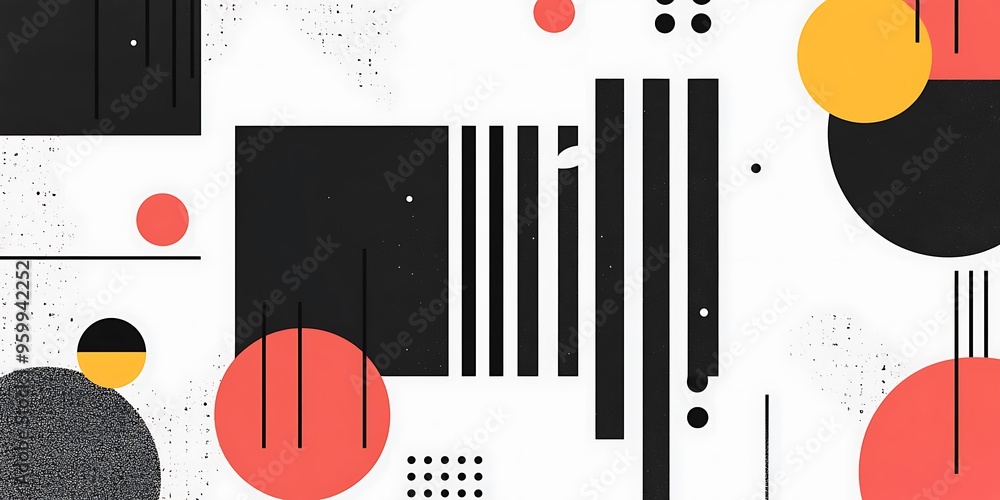 Poster minimalist geometric patterns featuring clean, sharp lines and abstract shapes in monochrome and pas