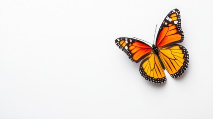 Fototapeta premium Beautiful butterfly with colorful, detailed wings, captured in motion against a white background, ideal for nature-inspired designs