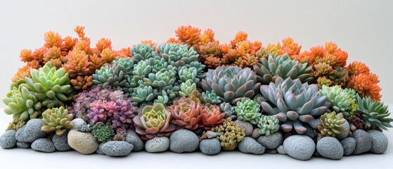 Fototapeta premium A Variety of Succulents Planted in Rocks