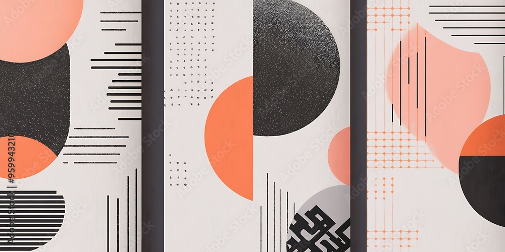 Aufkleber minimalist geometric patterns featuring clean, sharp lines and abstract shapes in monochrome and pas