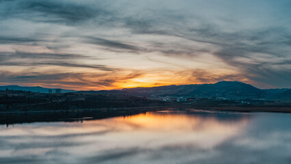 Fototapeta premium sunrise over the lake