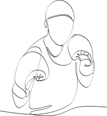 Linear drawing of a boxer girl. Vector illustration