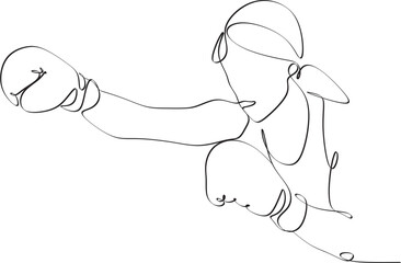 Linear drawing of a boxer girl. Vector illustration