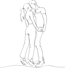 13.epsContinuous line drawing of kissing couple. Vector illustration