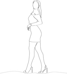 Fashion Woman Abstract Line Art Drawing. Woman in Trendy Linear Style Art Design for Posters, Prints, Social Media. Vector illustration