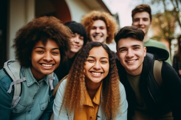 Obraz premium Portrait of a smiling diverse group of students