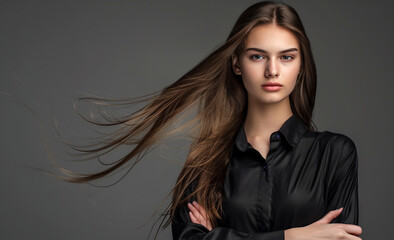 Fototapeta premium A beautiful hairstyle and perfect makeup