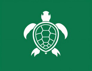 Obraz premium A turtle silhouette logo design. icon in green and white color. Ai generated image.