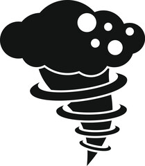 Simple hurricane icon, forming from a black cloud with white circles