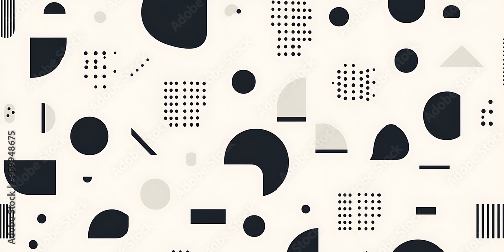Poster minimalist geometric patterns featuring clean, sharp lines and abstract shapes in monochrome and pas