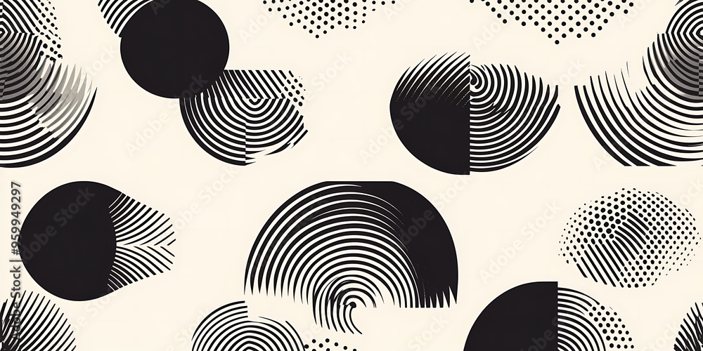 Poster minimalist geometric patterns featuring clean, sharp lines and abstract shapes in monochrome and pas