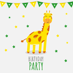 Obraz premium Birthday Invitation Card with Giraffe