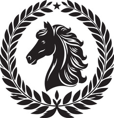 Fototapeta premium horse laurel wreath,elegant vector style,silhouette vector,black and white color