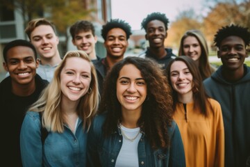 Portrait of a smiling diverse group of students