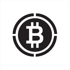 Bitcoin Vector Icon Silhouette Art, Bitcoin Money Icon, Bitcoin Sign Vector Illustration, Bitcoin Symbol Vector Illustration