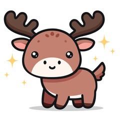 Fototapeta premium Adorable Playful Moose Illustration in Flat Vector Design Cute Animal Graphic for Nature Lovers