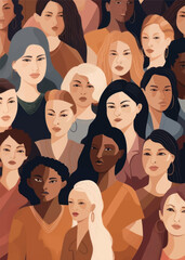 Diverse women illustrated together