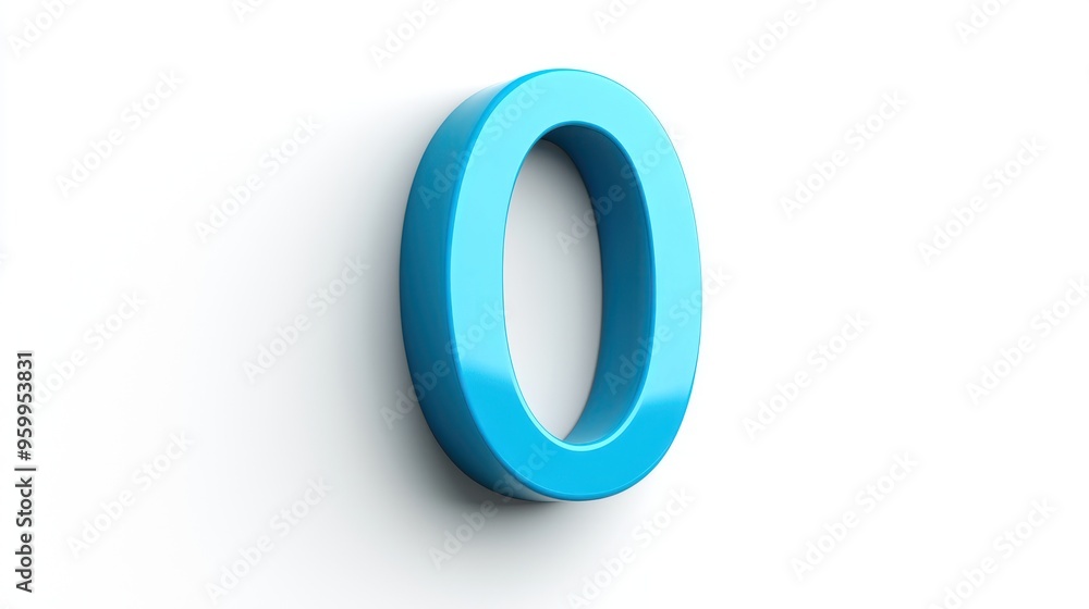 Poster a zero icon with a shadow effect, creating a 3d appearance on a white background.