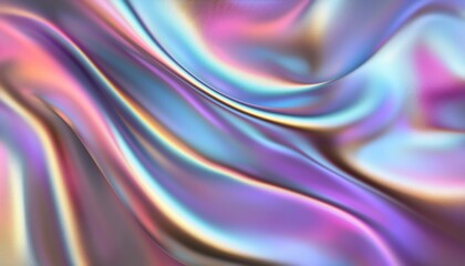 Glowing multicolored fabric-like wave, smooth and shiny texture, abstract art, 3D illustration