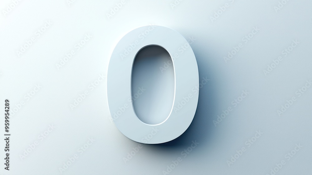 Poster a zero icon with a shadow effect, creating a 3d appearance on a white background.