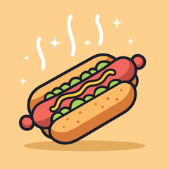 Delicious hot dog in flat style vector illustration