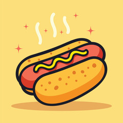 Delicious hot dog in flat style vector illustration